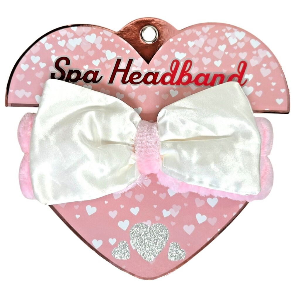 Spa Headband with Bow For Daily Makeup and Skincare Routines - Pink & White